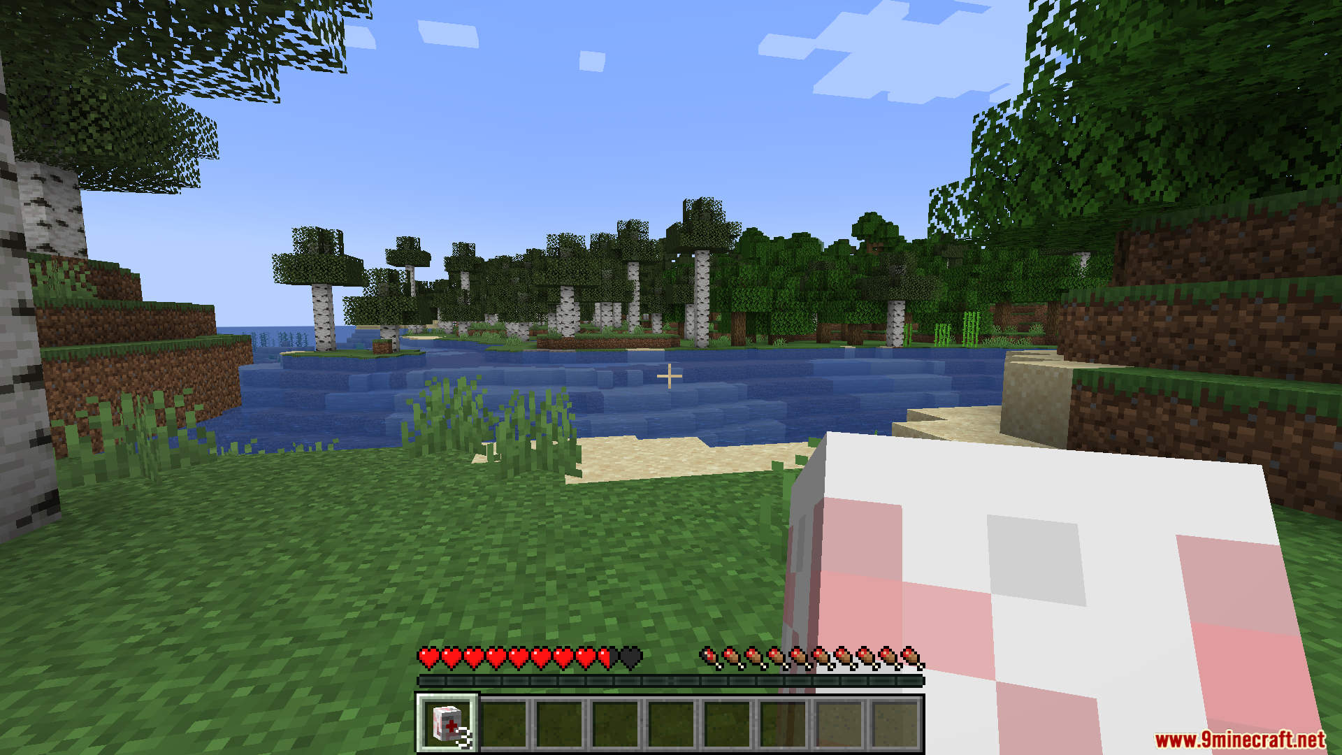 TaCZ Bleeding Mod Screenshot 5 Player holding a large medical bandage item in first person view