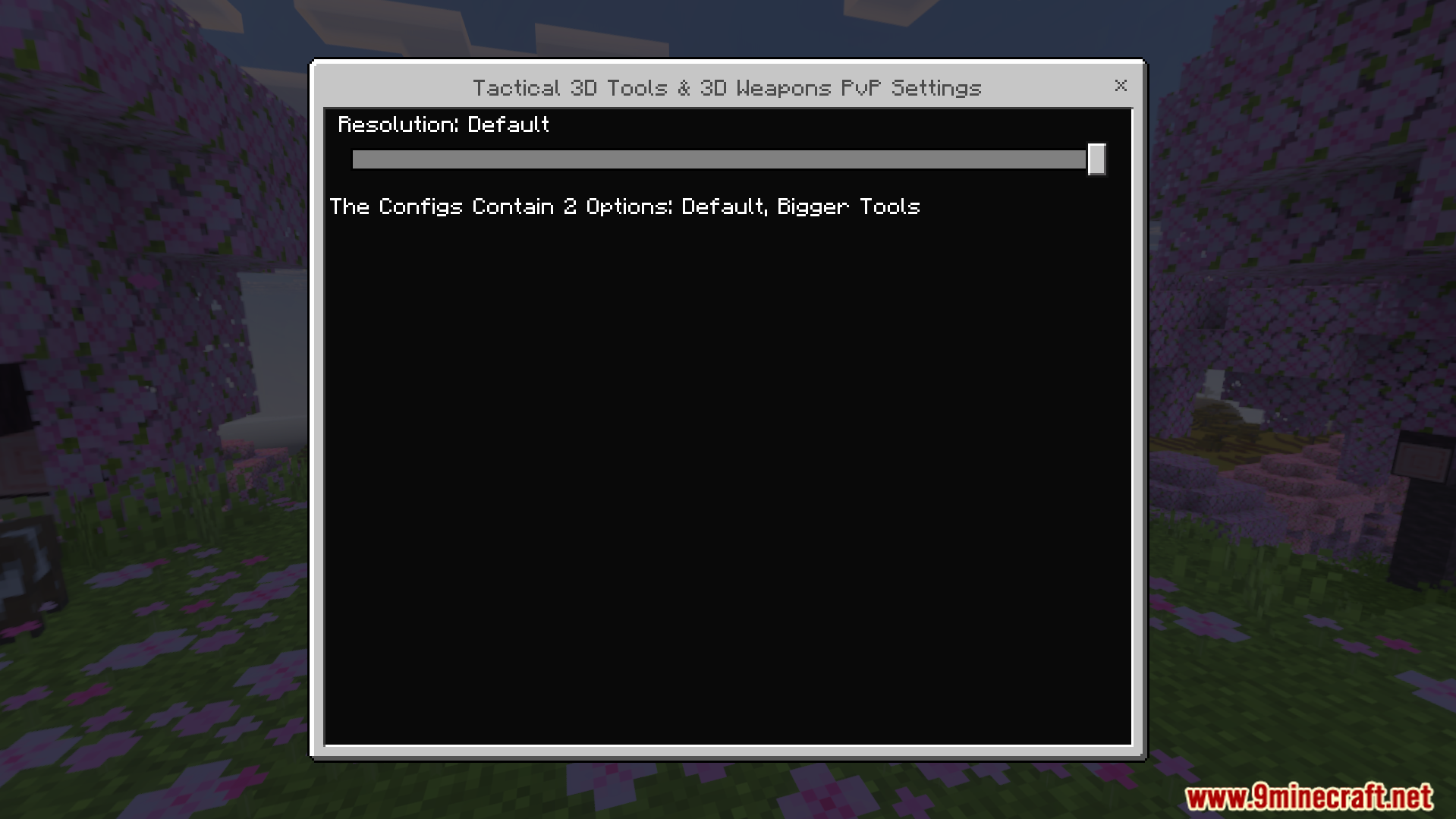 Tactical 3D Tools and 3D Weapons Pvp Texture Pack Screenshot 1 Configuration menu for Tactical 3D Tools And 3D Weapons PvP Texture Pack