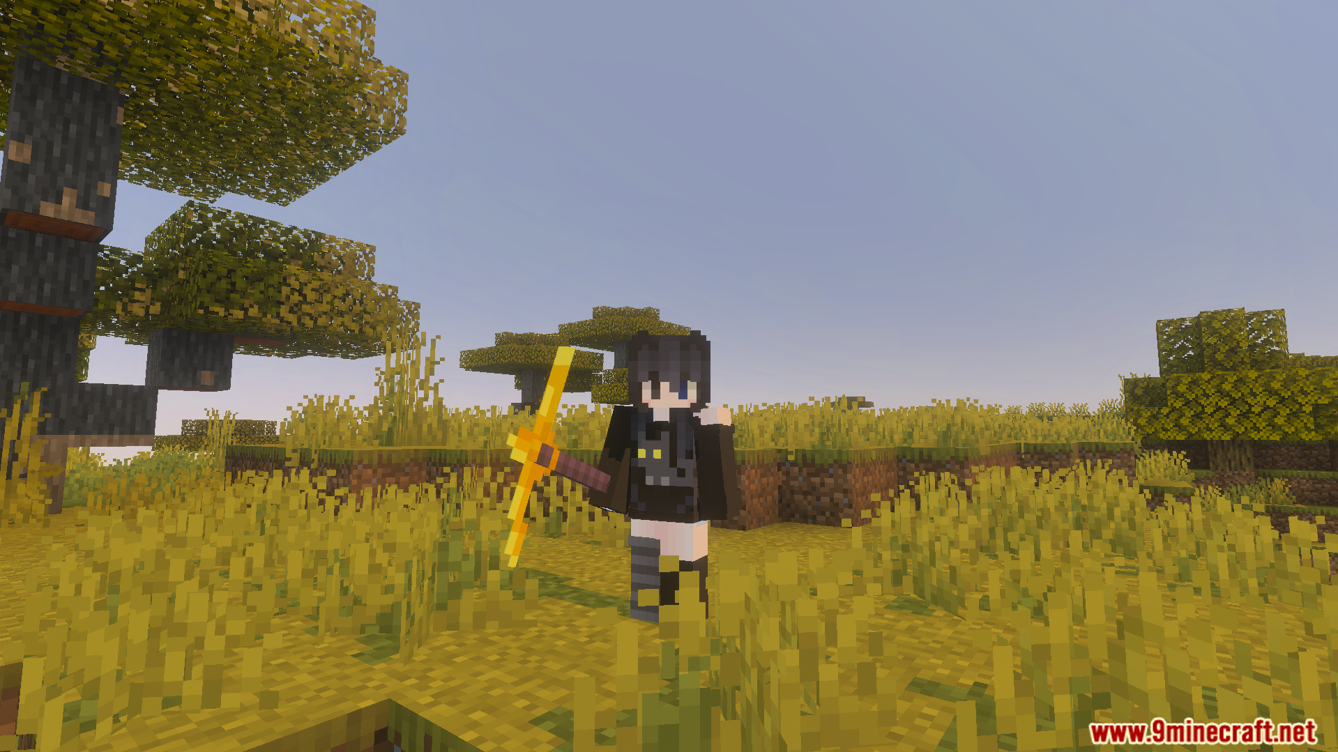 Tactical 3D Tools and 3D Weapons Pvp Texture Pack Screenshot 3 Tactical 3D Tools And 3D Weapons PvP Texture Pack showing a golden pickaxe
