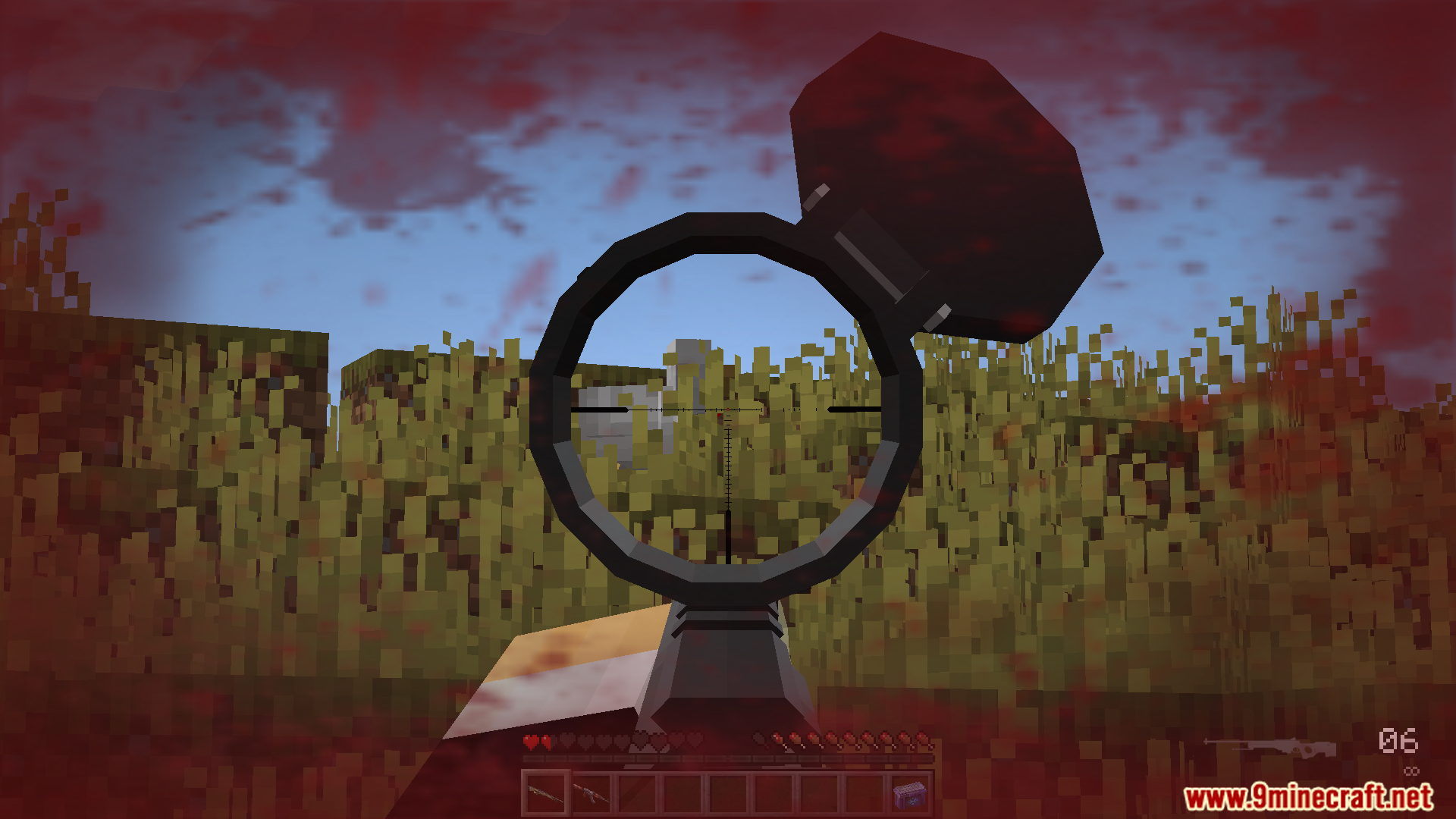 Aiming down sights with a bloody screen damage effect
