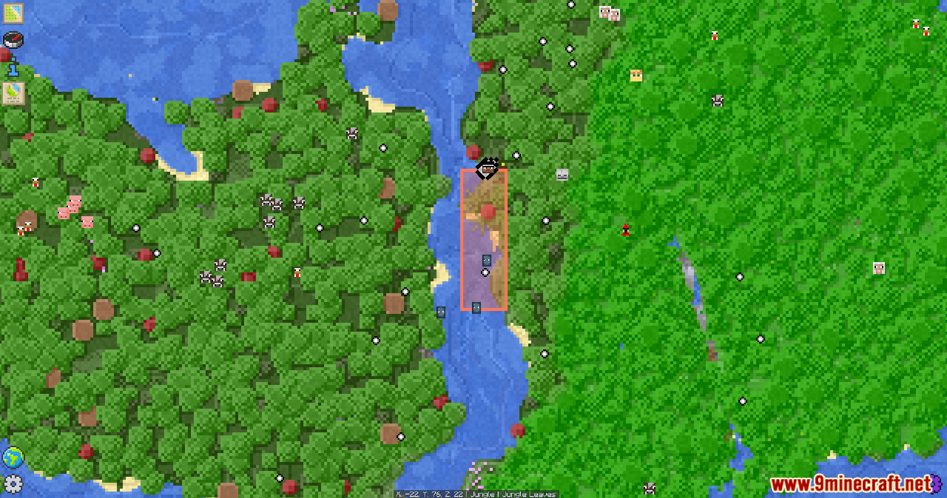 Tensura Compat Ftb Mod Screenshot 5 Top down map view showing claimed land area in Minecraft