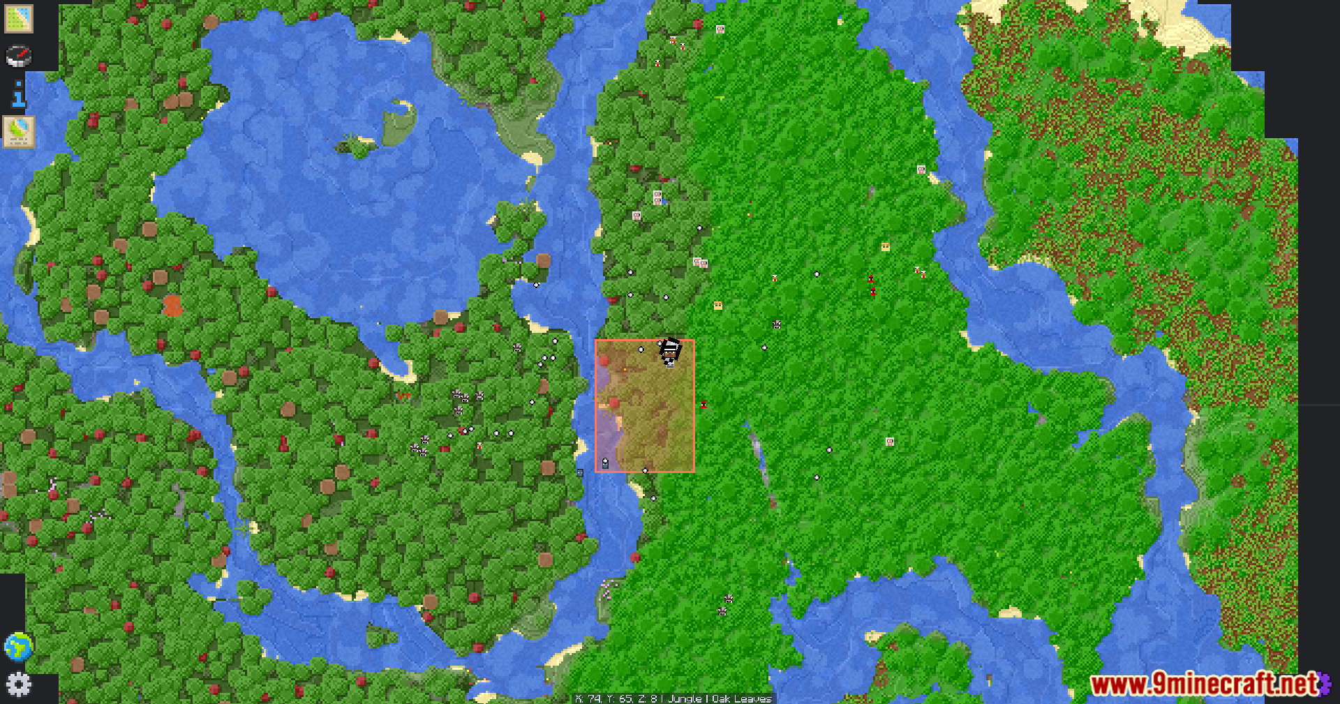 Tensura Compat Ftb Mod Screenshot 6 Zoomed out map view displaying claimed land boundaries in Minecraft