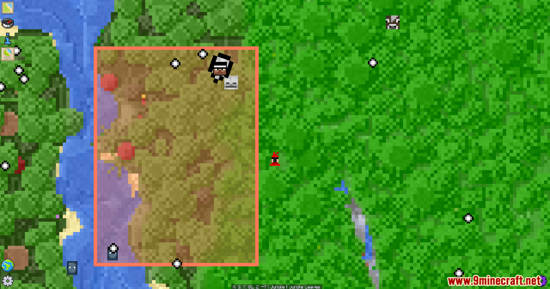 Tensura Compat Ftb Mod Screenshot 7 A top down map view showing a claimed area in a forest biome