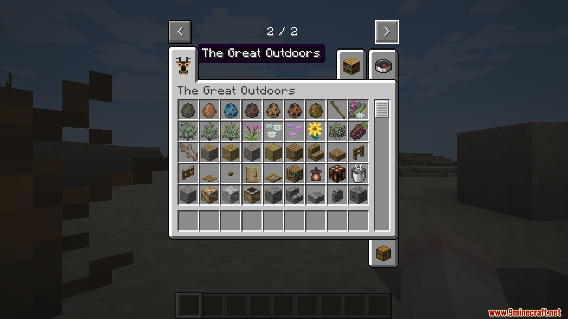 Creative inventory tab showing various new items blocks and spawn eggs added