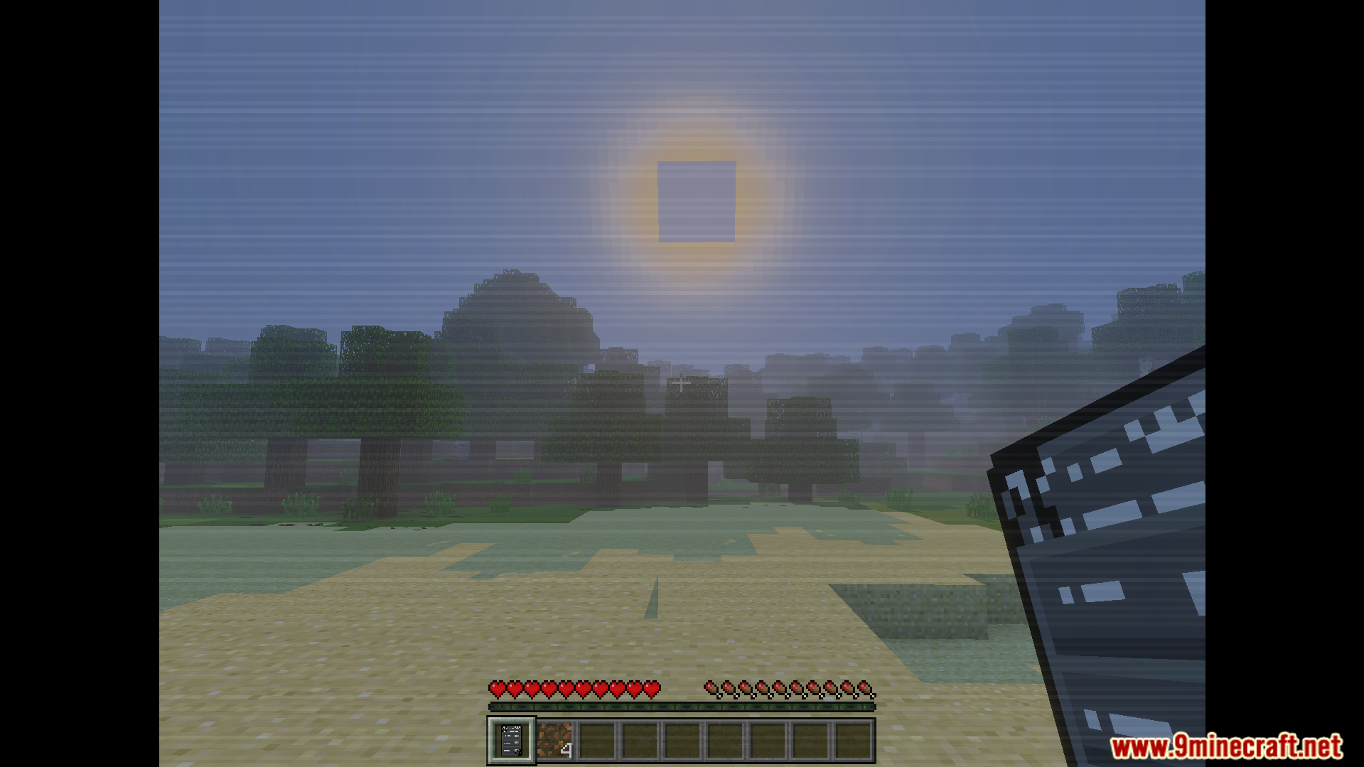The Shattered Command Addon Screenshot 3 player holding a config item with a creepy vhs overlay on screen