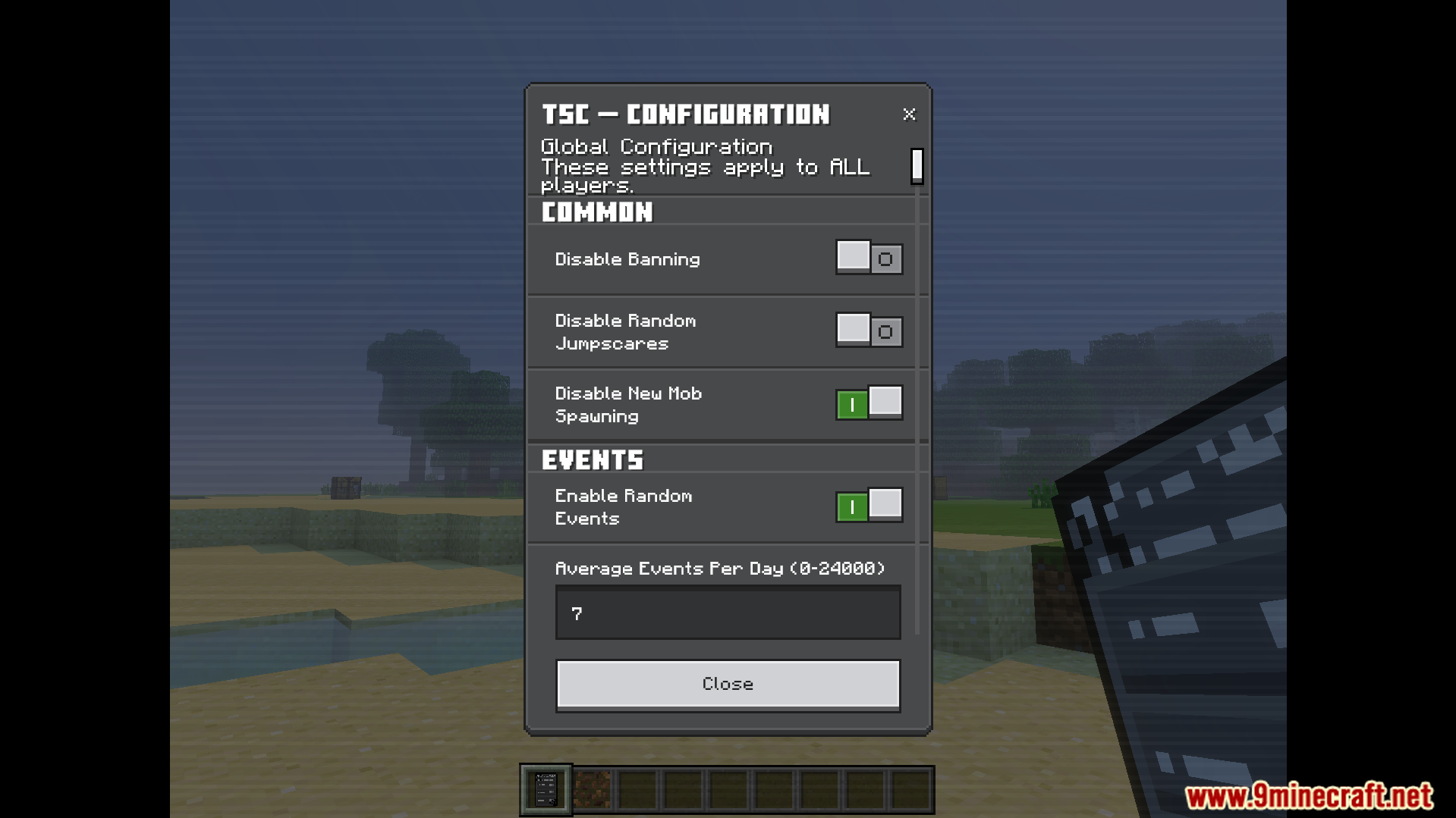 The Shattered Command Addon Screenshot 5 Configuration menu for The Shattered Command addon showing common and event settings