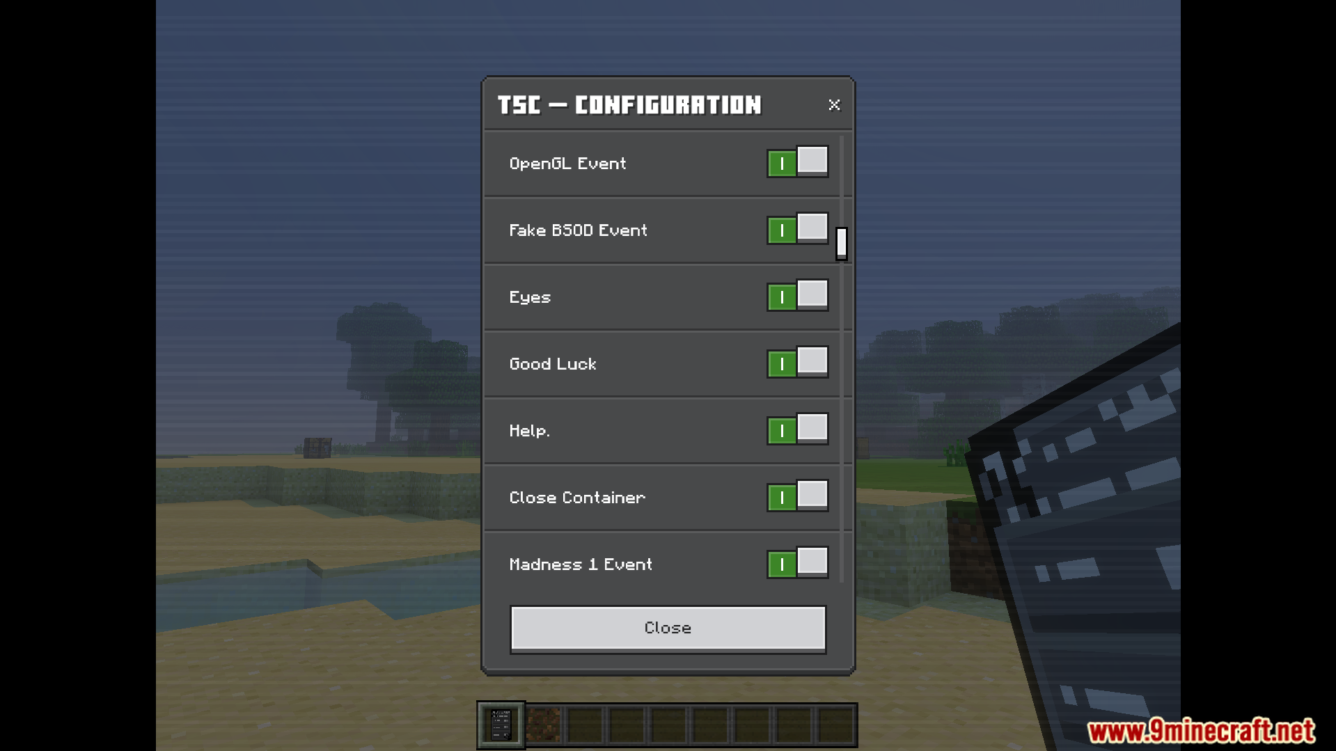 The Shattered Command Addon Screenshot 6 Configuration menu for The Shattered Command addon showing various event toggles