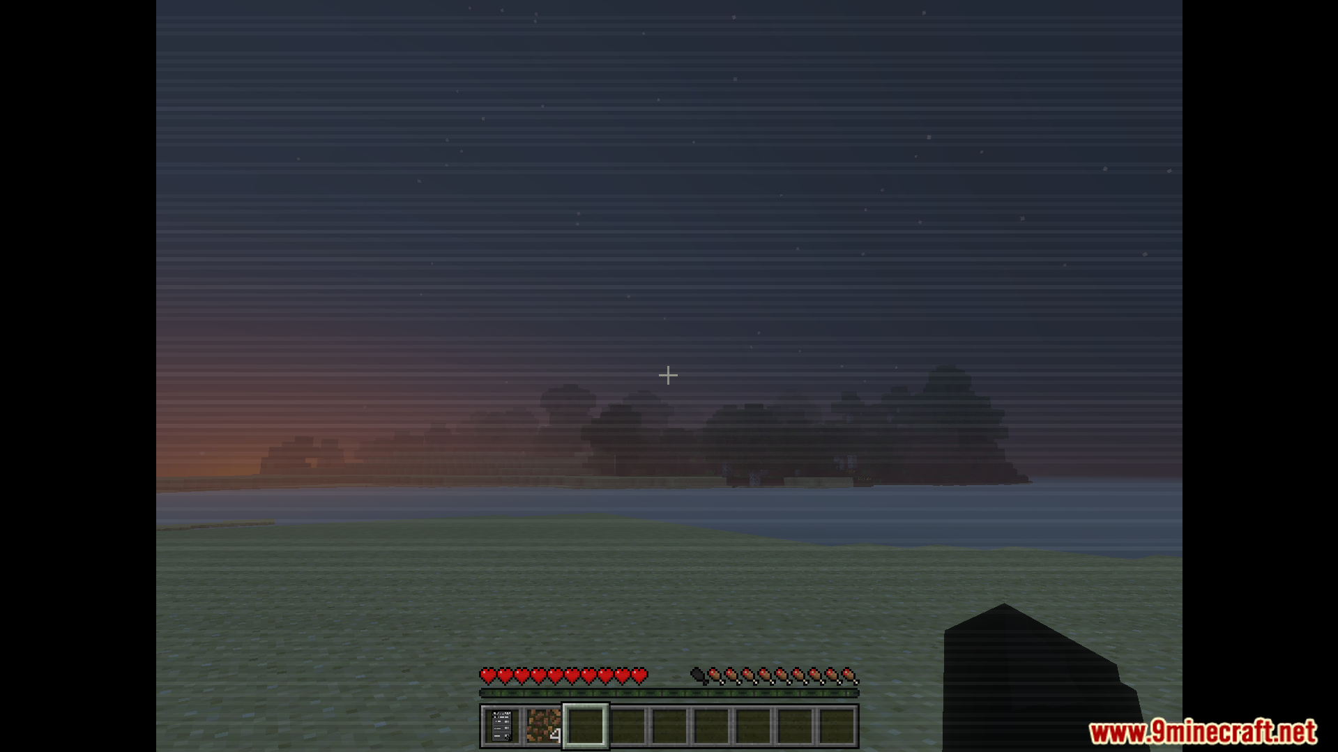 The Shattered Command Addon Screenshot 7 Player looking at distant island during sunset with VHS overlay effect