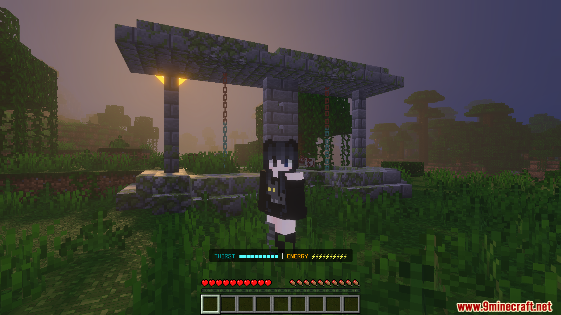 Exploring custom ruins with the new thirst and energy survival system active