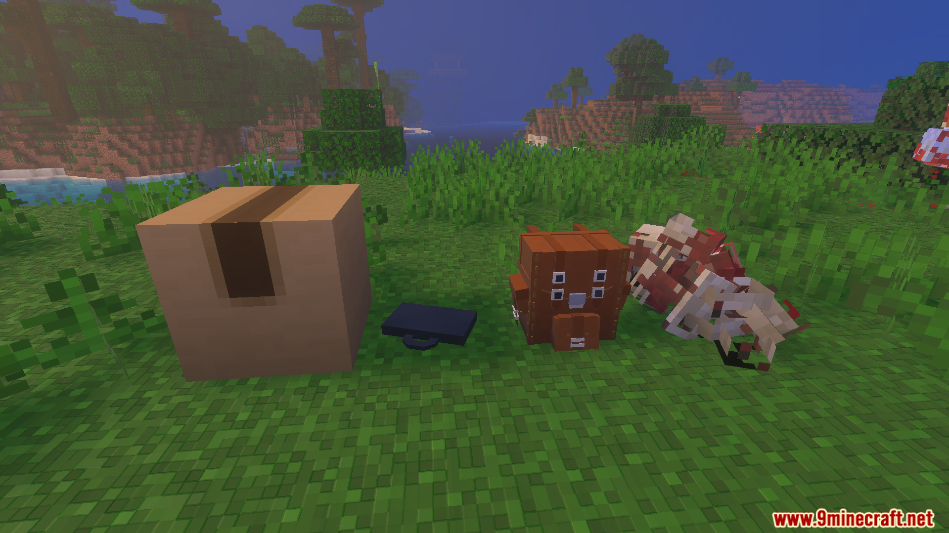 Various loot boxes and backpacks to find food and drinks for survival