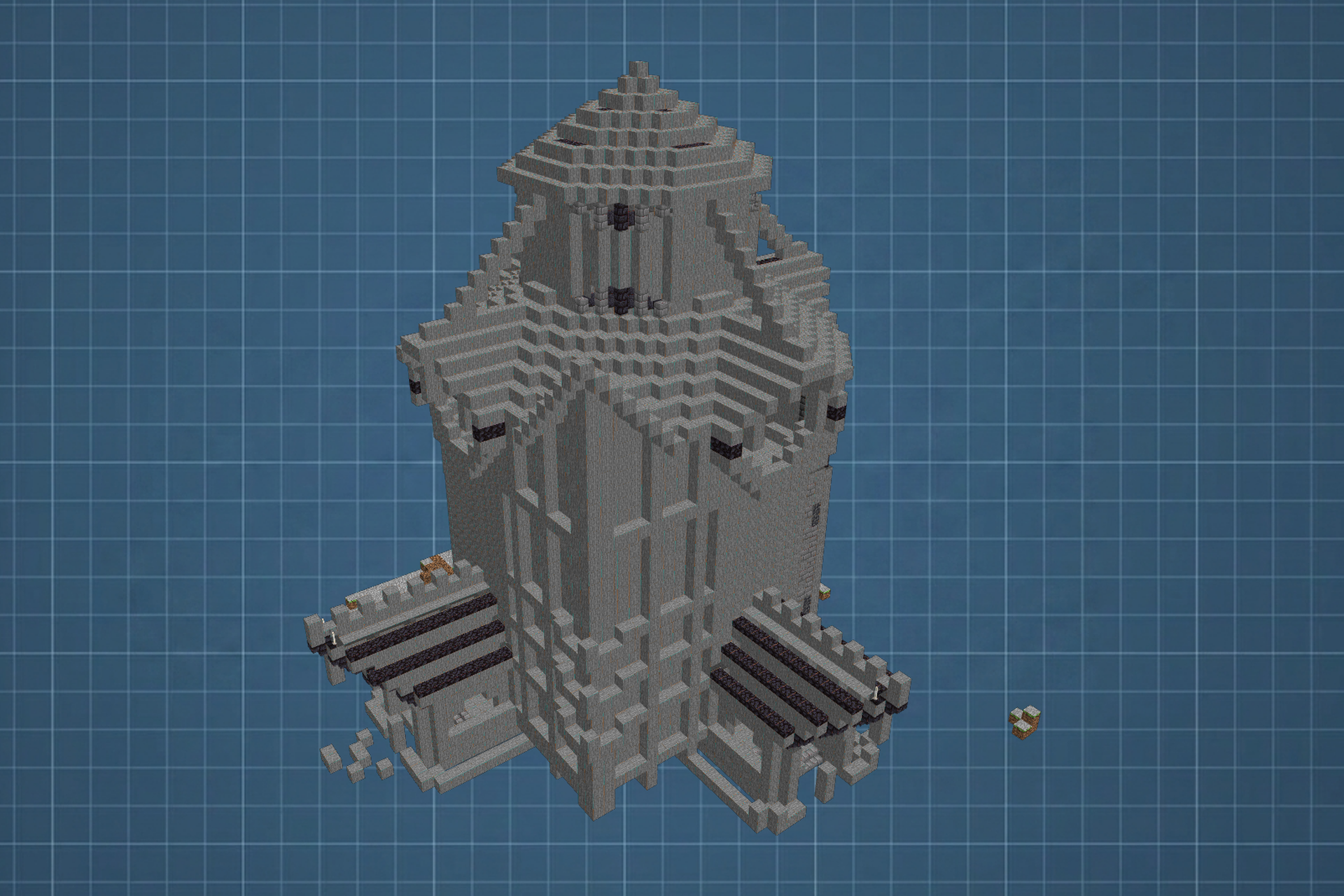 Villager Trading Hall Schematic Screenshots 5 Overhead perspective of a symmetrical villager trading hall with multiple levels and stalls