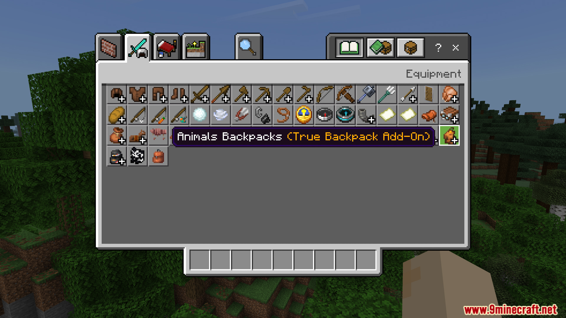 The addon adds many new craftable backpacks to the inventory
