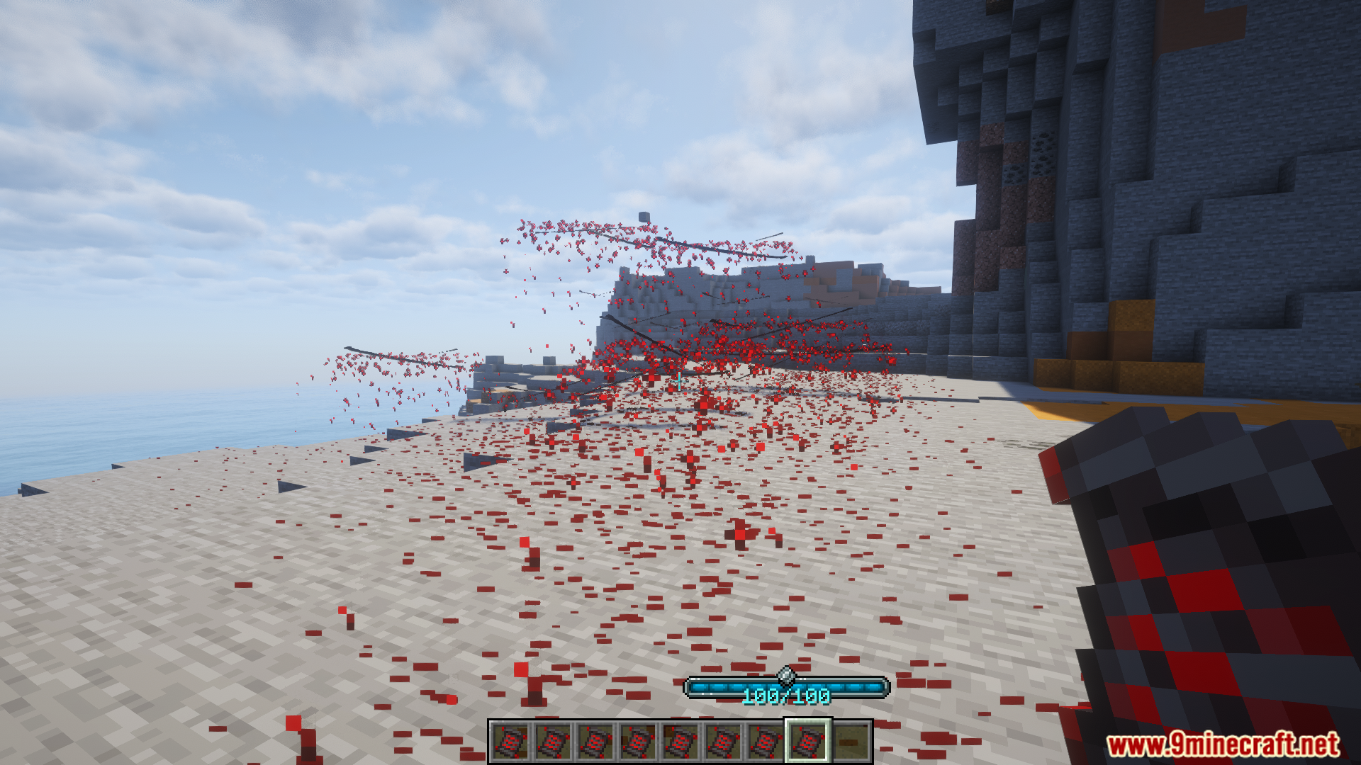 Casting a large red blood spell on sand