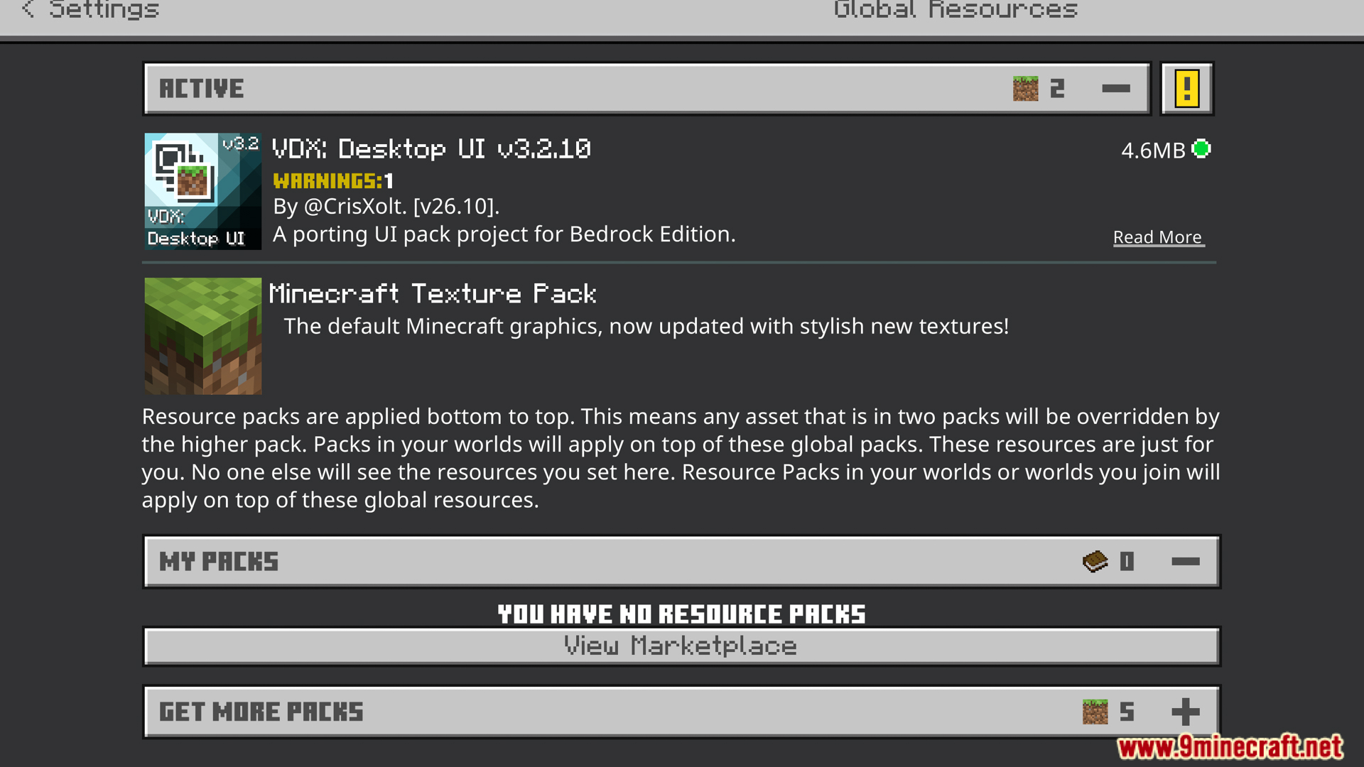 VDX Java Desktop UI Addon Screenshot 1 Activating the addon to get a classic computer style interface