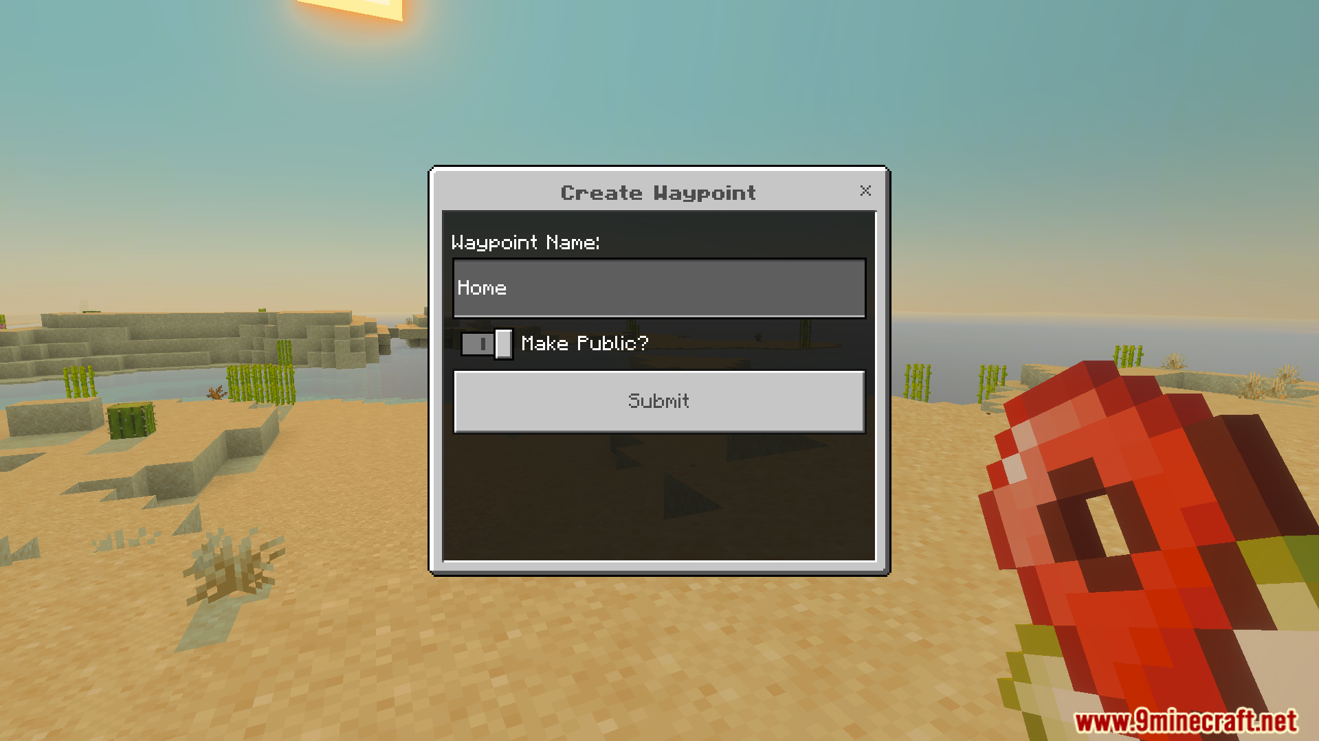 Vanilla Waypoints Addon Screenshot 4 Create waypoint menu to input a custom name and save important locations