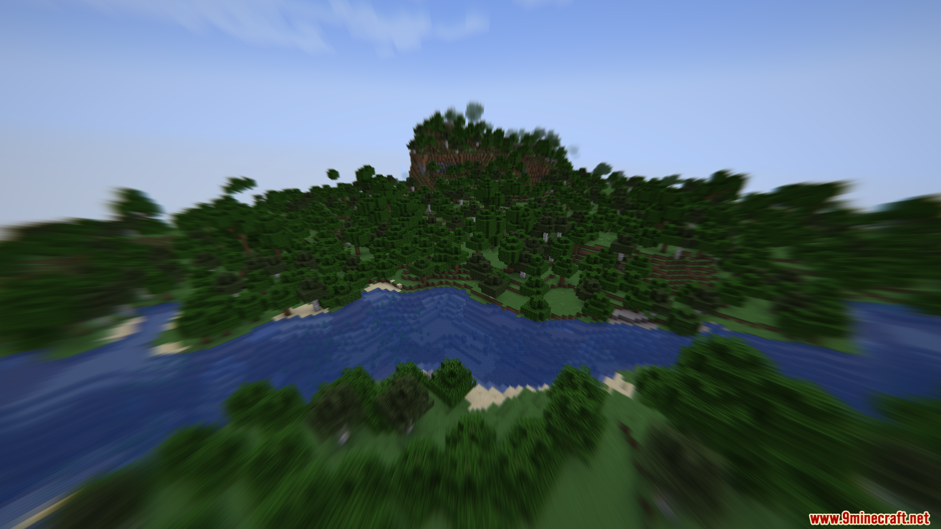 Flying over a river with a strong motion blur