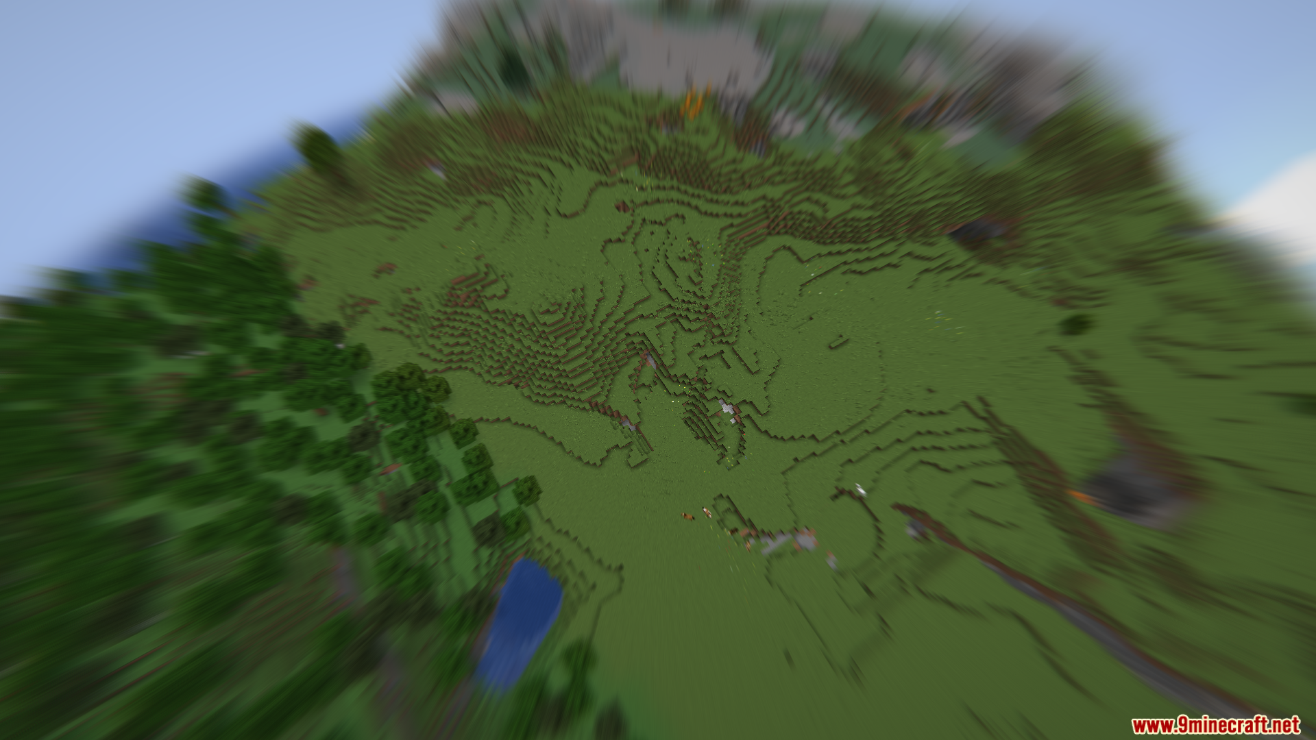 Extreme velocity blur effect while flying high above the ground