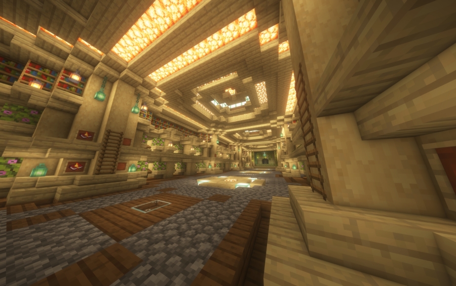 Villager Trading Hall Schematic Screenshots 2 A long view down the corridor of the ornate villager trading hall