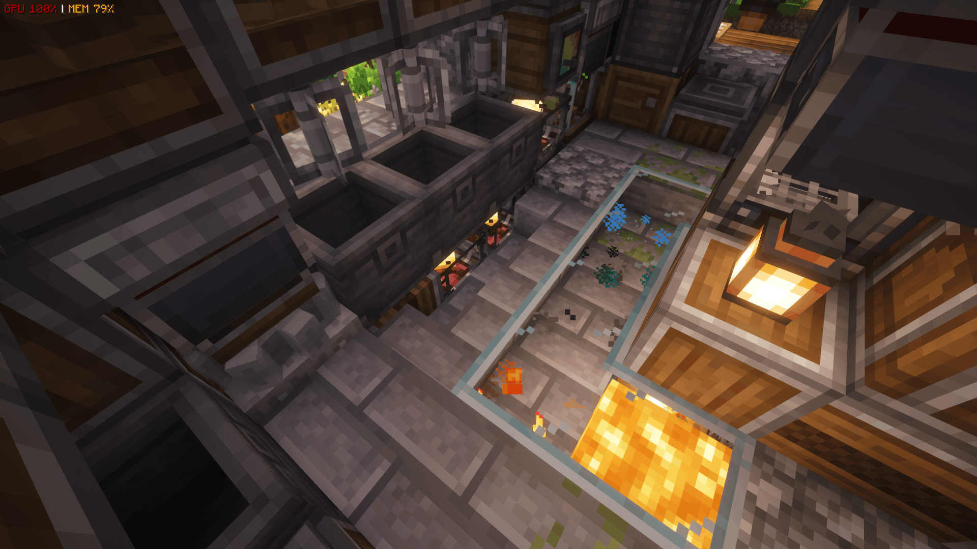 WORKSHOP with All You Need Schematic Screenshots 3 Overhead view of mechanical basins and mixers with a lava glass floor