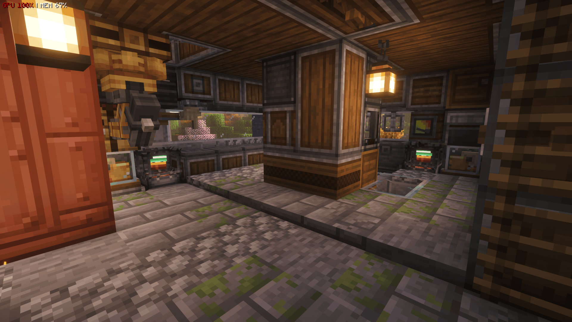WORKSHOP with All You Need Schematic Screenshots 6 Detailed interior of a workshop with mechanical machines and stone brick floors
