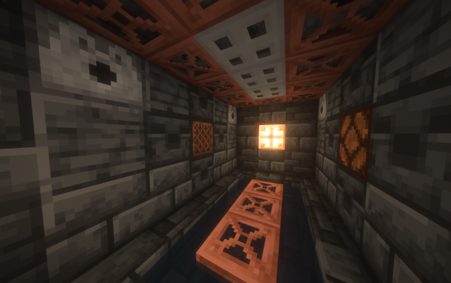 Water Air Lock Inspired by TheBestCubeHD Schematic Screenshots 1 Interior view of a water air lock with copper trapdoors and stone bricks