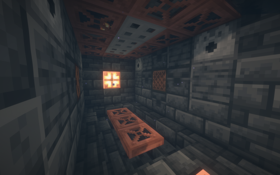 Water Air Lock Inspired by TheBestCubeHD Schematic Screenshots 2 Inside a redstone air lock room featuring copper trapdoors and stone walls