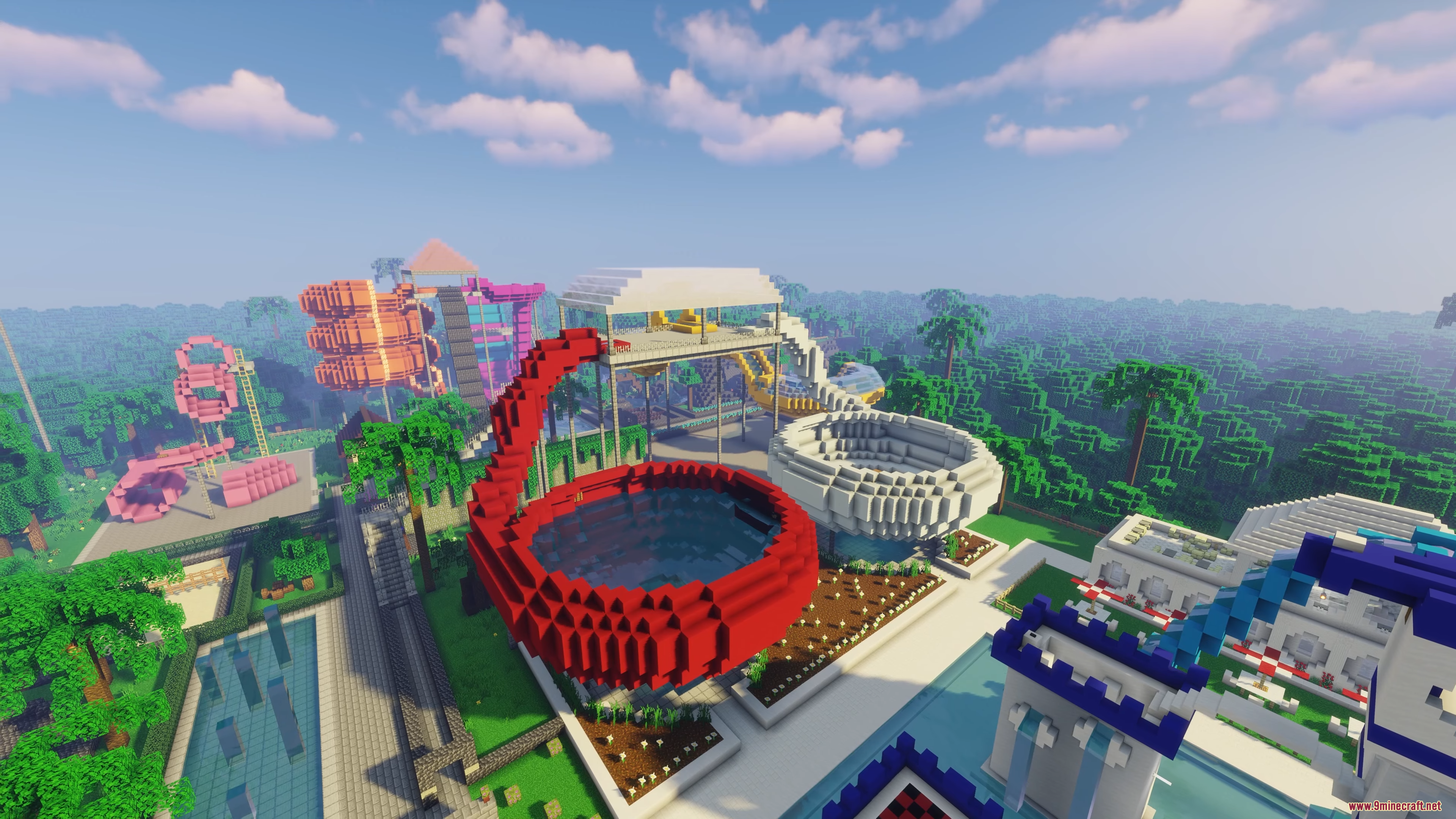 An overview of the sprawling Water Park Hunt map