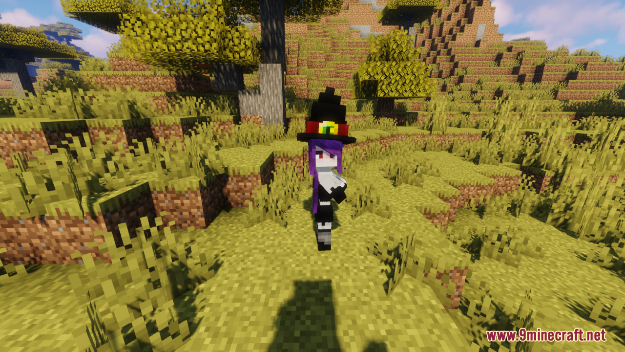 Witch Girl Resource Pack character in a savanna biome