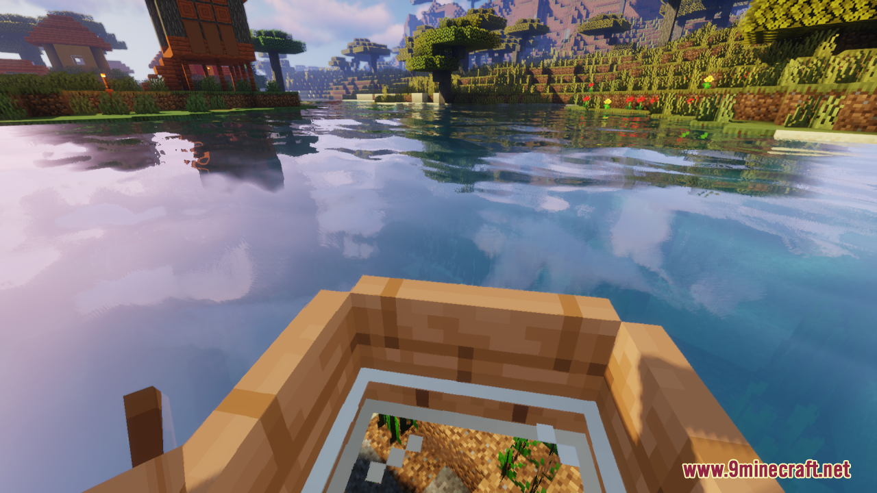 First-person view from a boat with a transparent bottom
