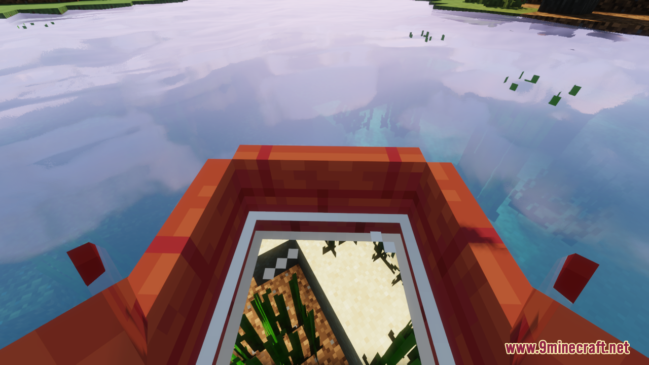 First-person view looking through the boat's glass floor