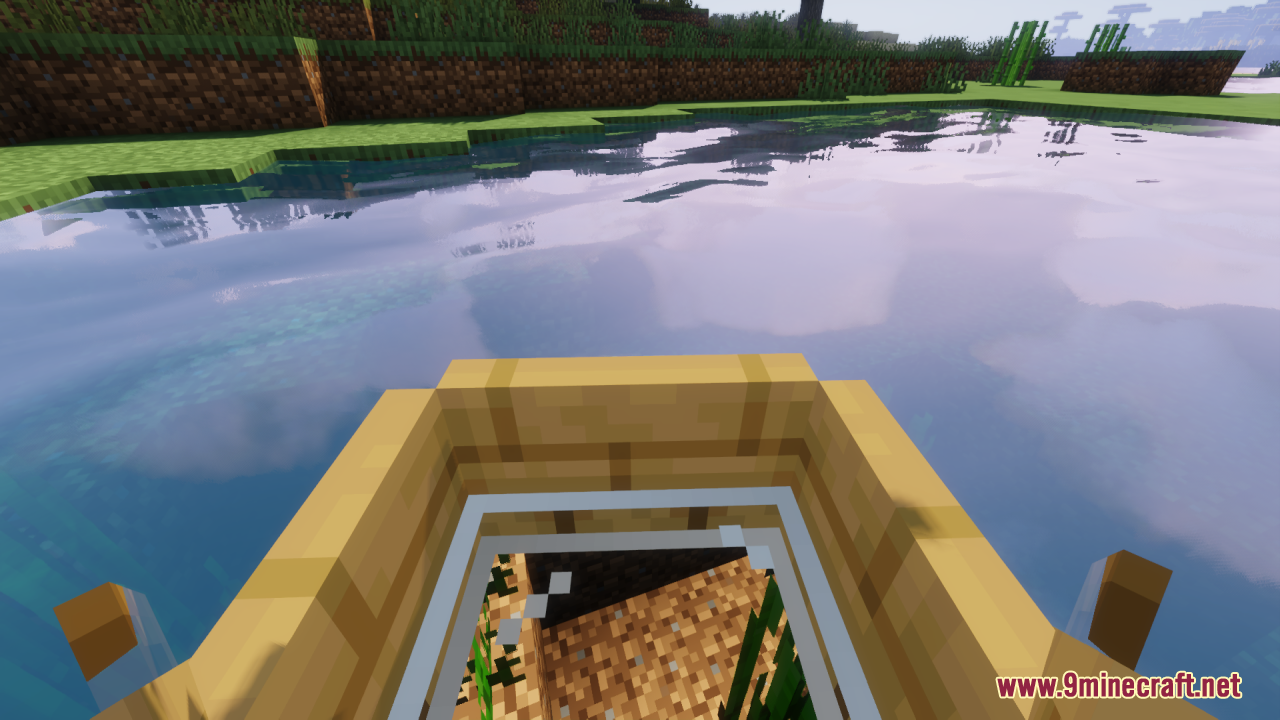 First-person view looking through the boat's transparent floor