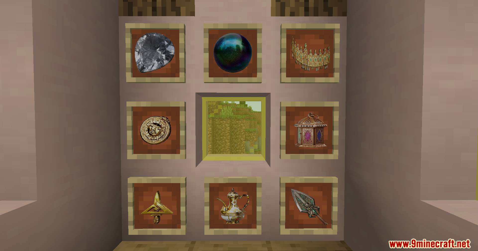 XiaoXue's Delta Force Mod Screenshot 7 A wall displaying various rare treasures in item frames
