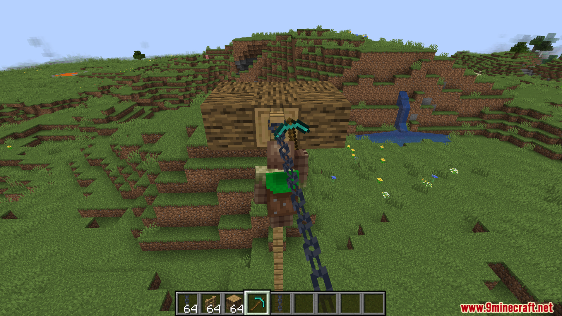 Approaching a wooden platform at the end of a zipline