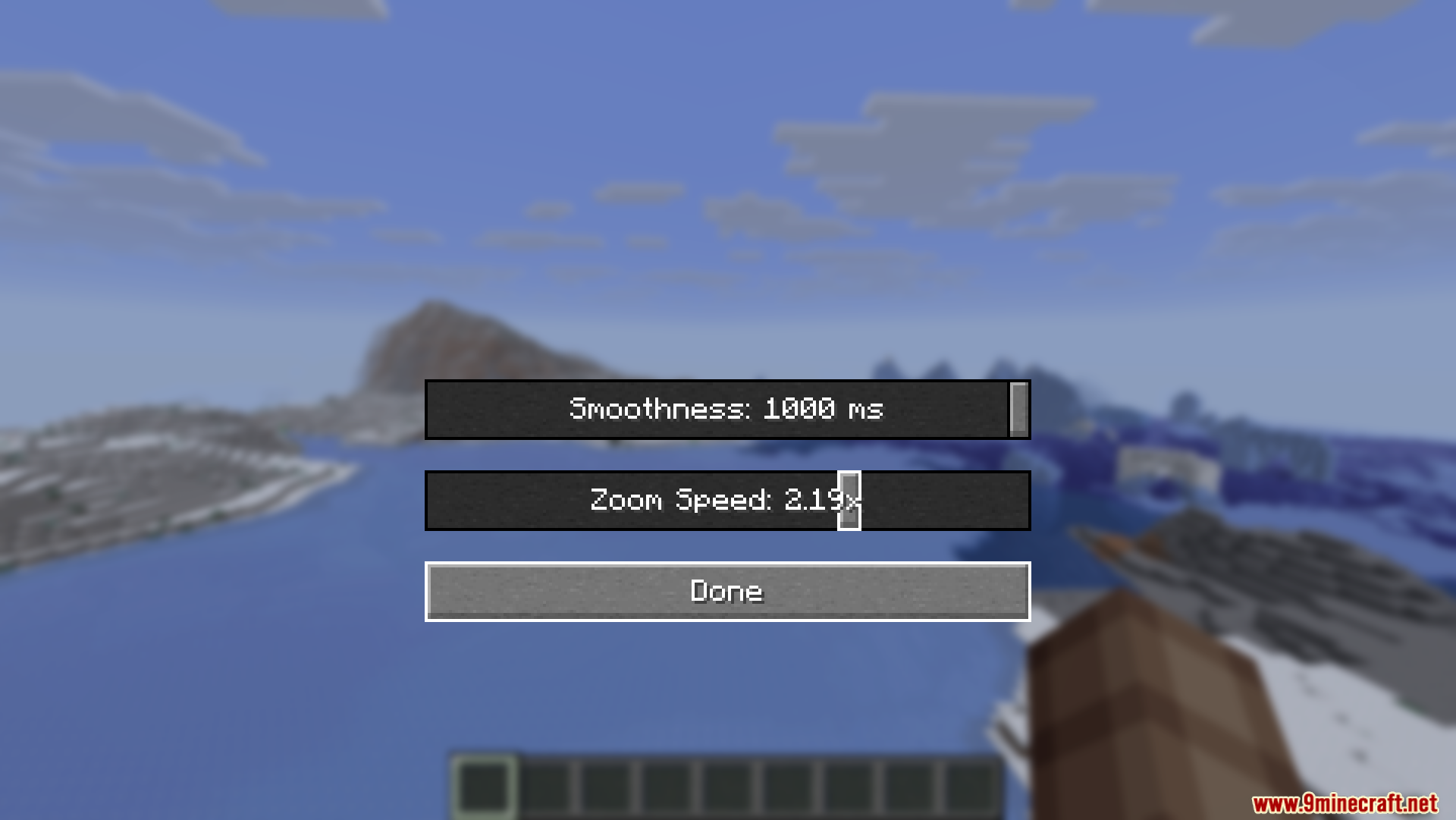 Player adjusting smoothness and zoom speed in the settings menu