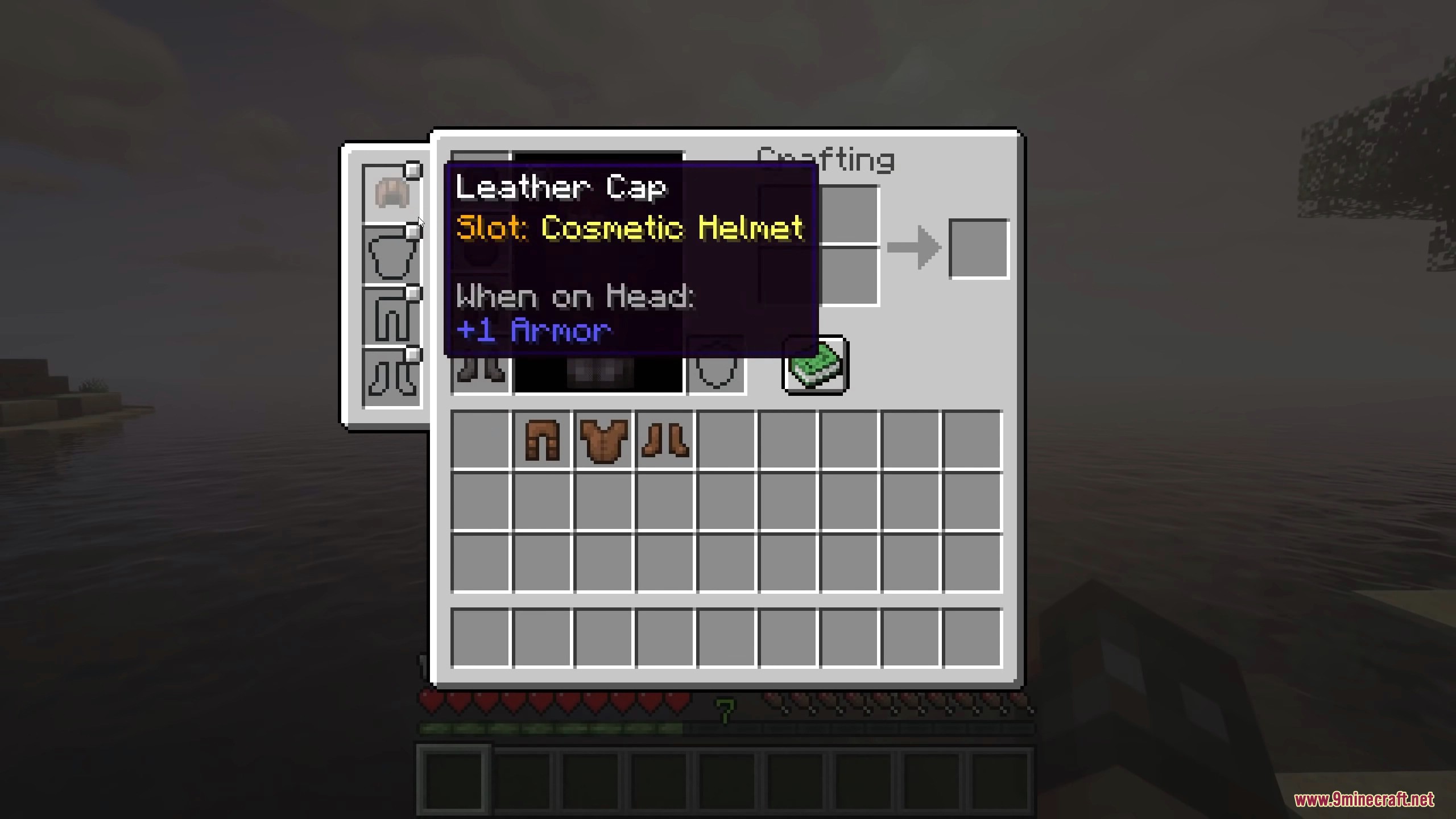 The cosmetic armor inventory with its four dedicated slots
