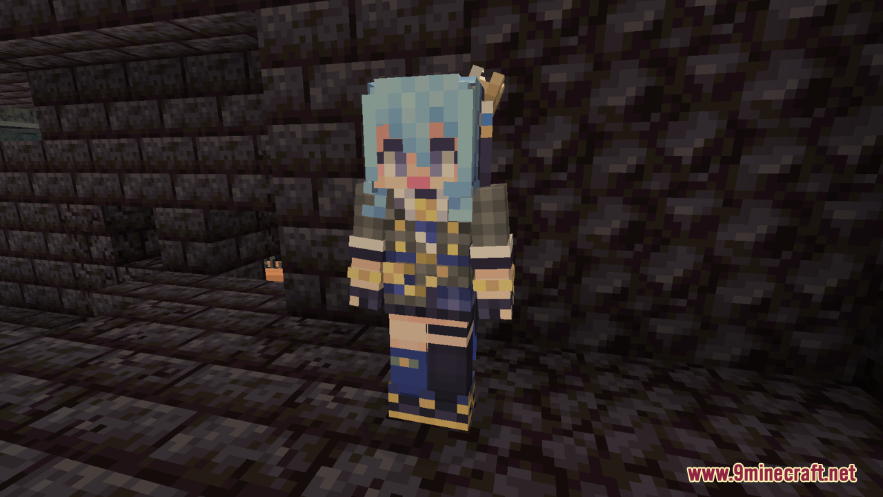 AL's Piglins Revamped Resource Pack Screenshot 9 The Suichopath Easter egg skin for Piglin Brutes in a dark stone corridor