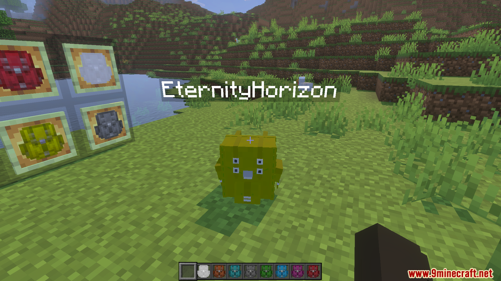 Actual Backpack Addon Screenshot 2 A player wearing a lime green backpack from the Actual Backpack Addon