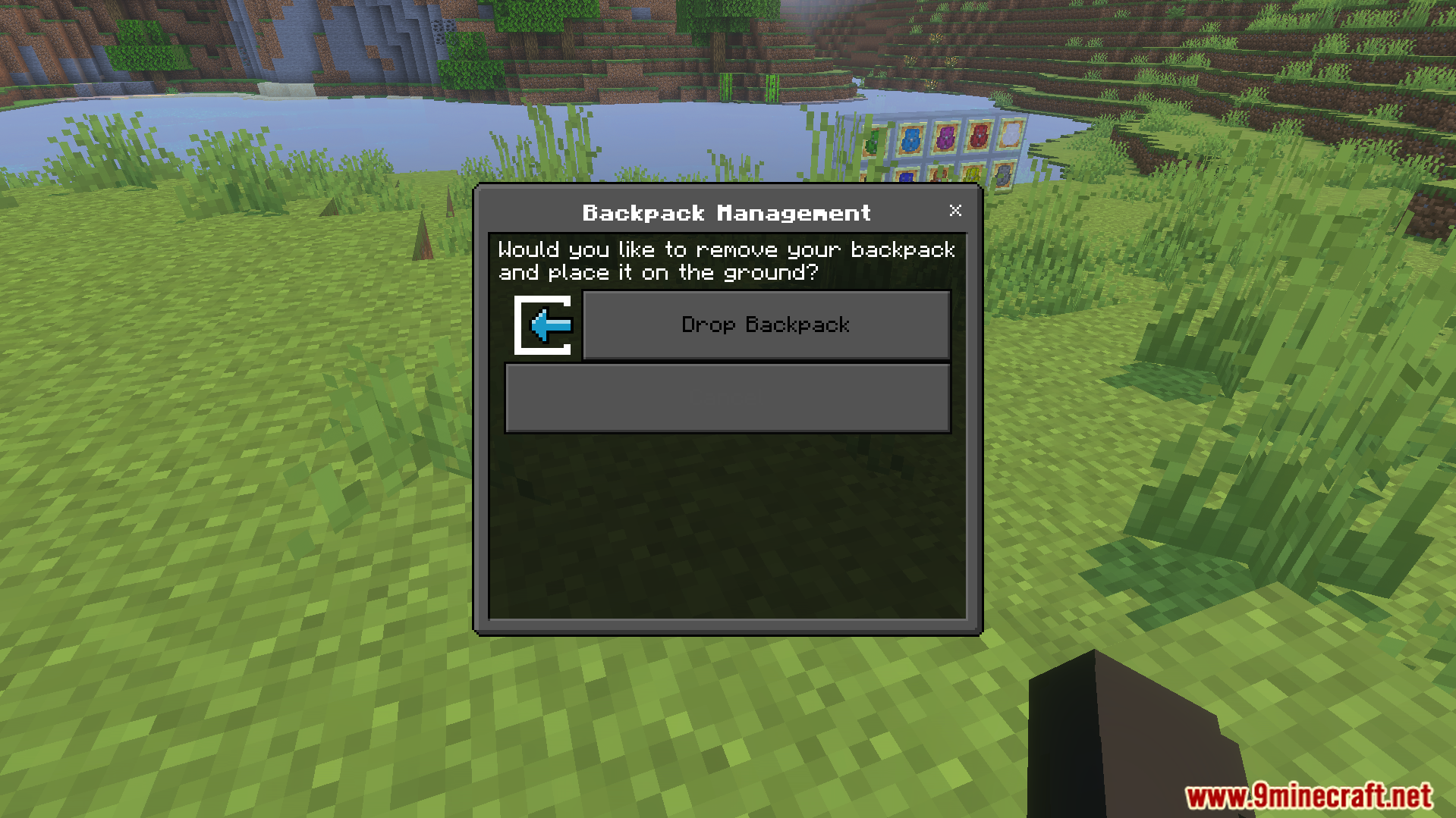 Actual Backpack Addon Screenshot 5 Actual Backpack Addon management menu screen with an option to drop the bag
