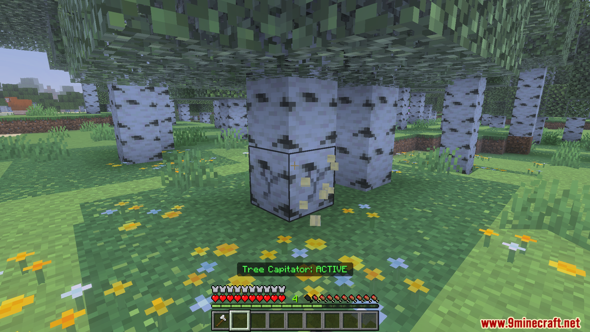 Actual Tree Capitator Addon allows players to chop down trees from the bottom