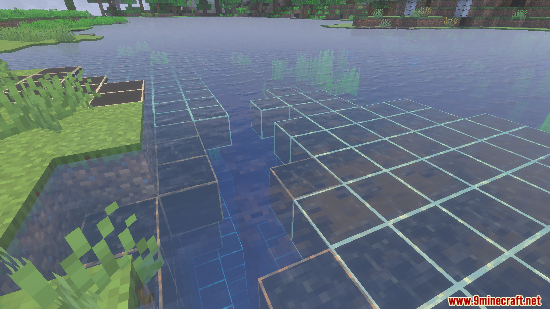Aizhus Xray Texture Pack makes ground blocks transparent to reveal underground block outlines