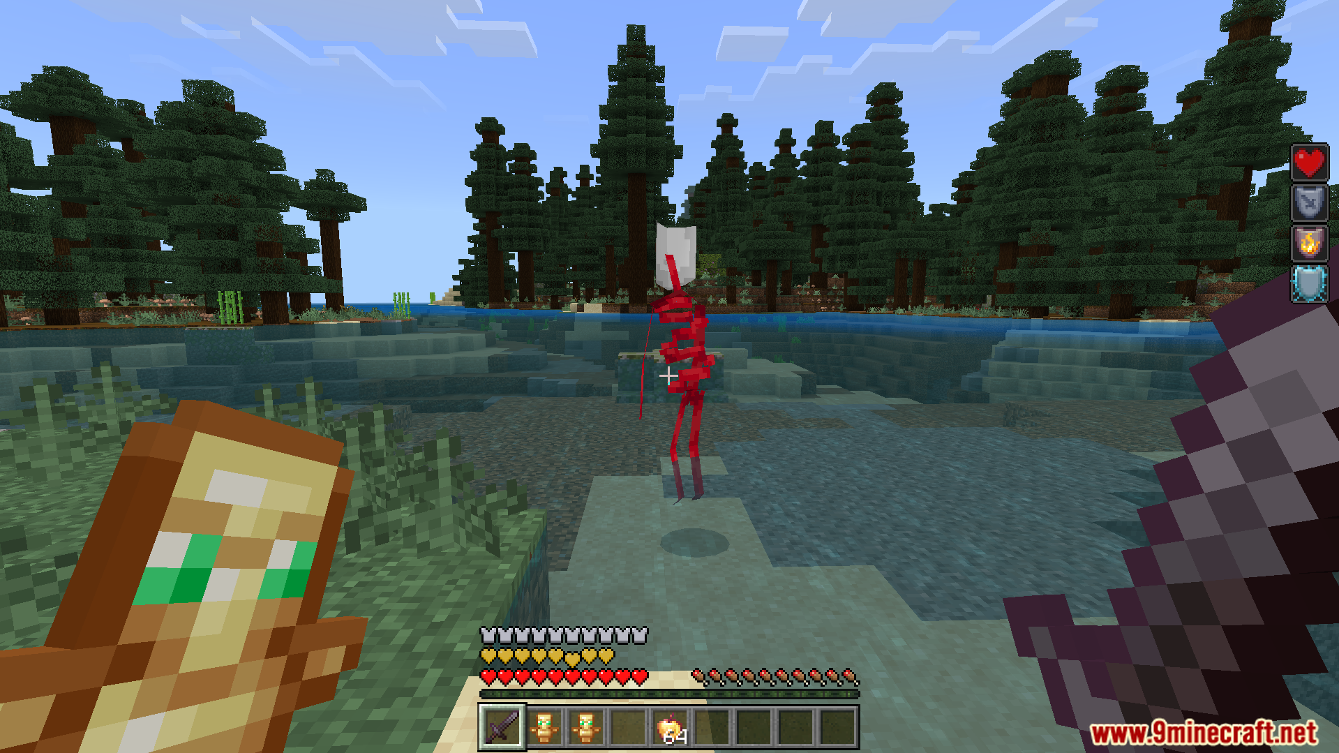 Amazing Digital Circus Addon Screenshot 5 Red spiral creature Gangle from Amazing Digital Circus Addon in a swamp biome
