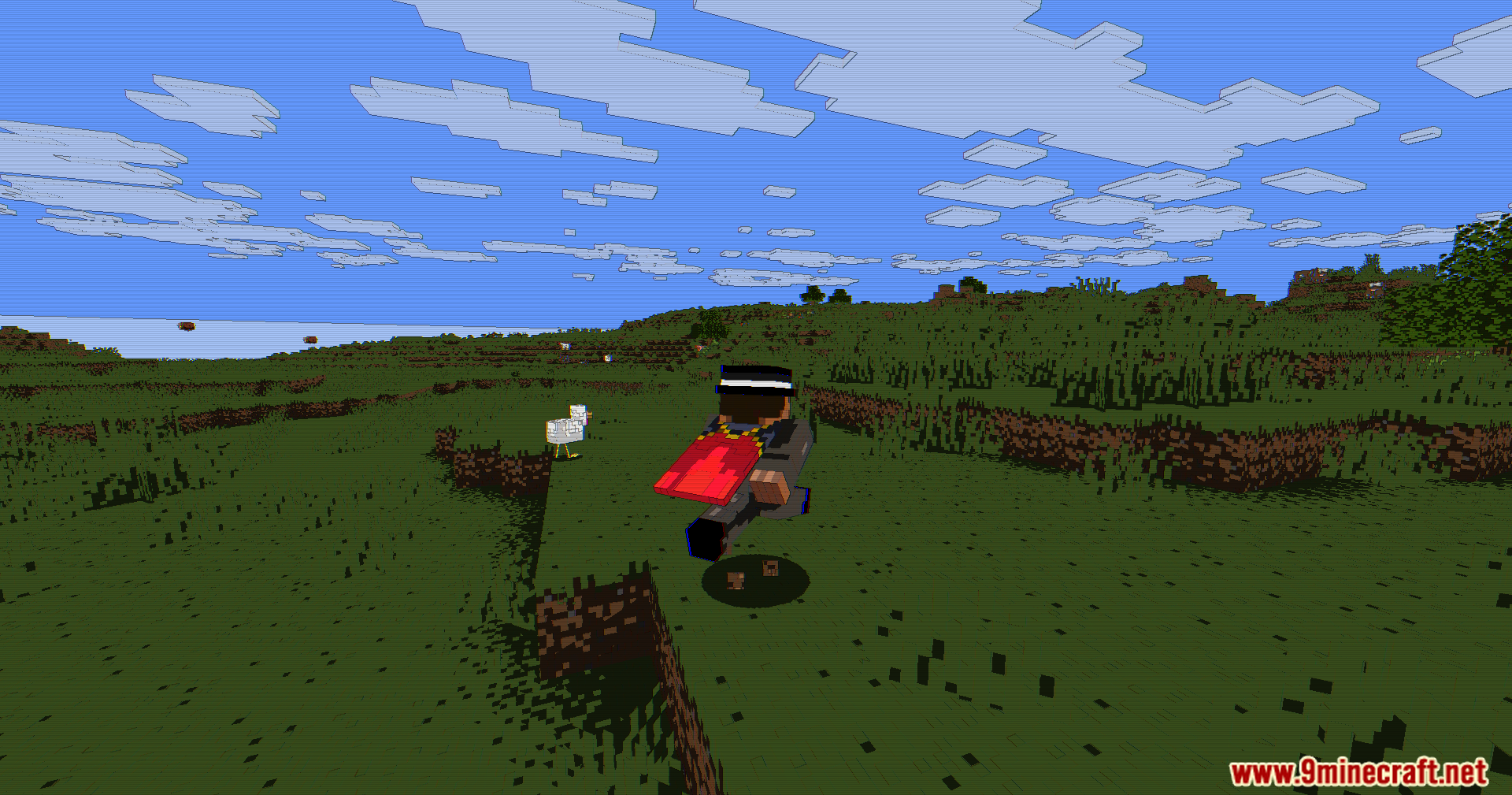 A player runs through a field using Animetro Shaders with cartoon outlines
