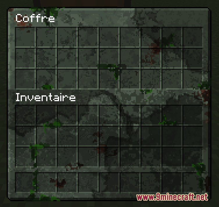 Gritty survival themed chest interface with bloodstains and mossy textures