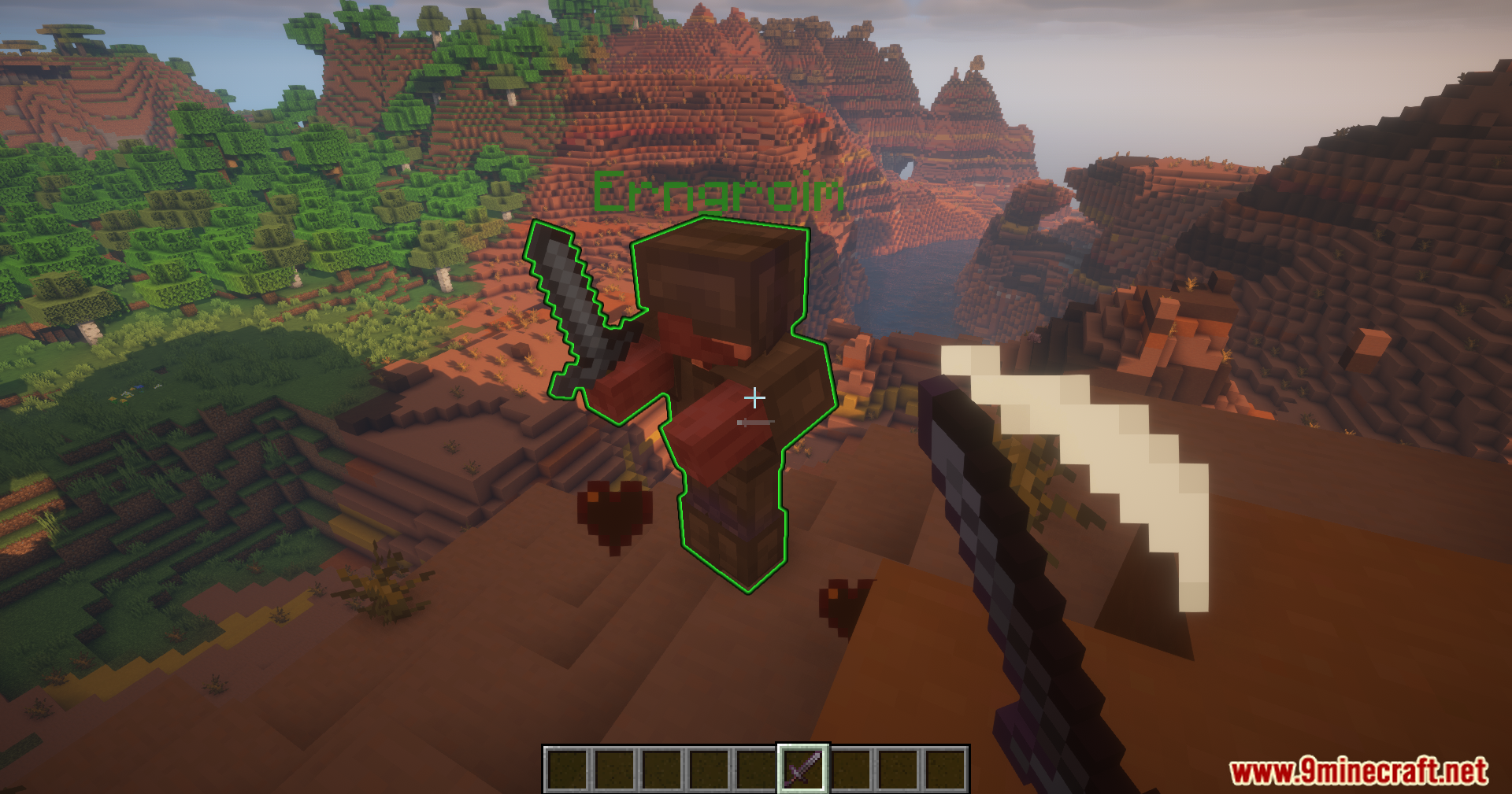 Apothic Compats Mod Screenshot 5 A player attacks a custom invader with a sword in the badlands