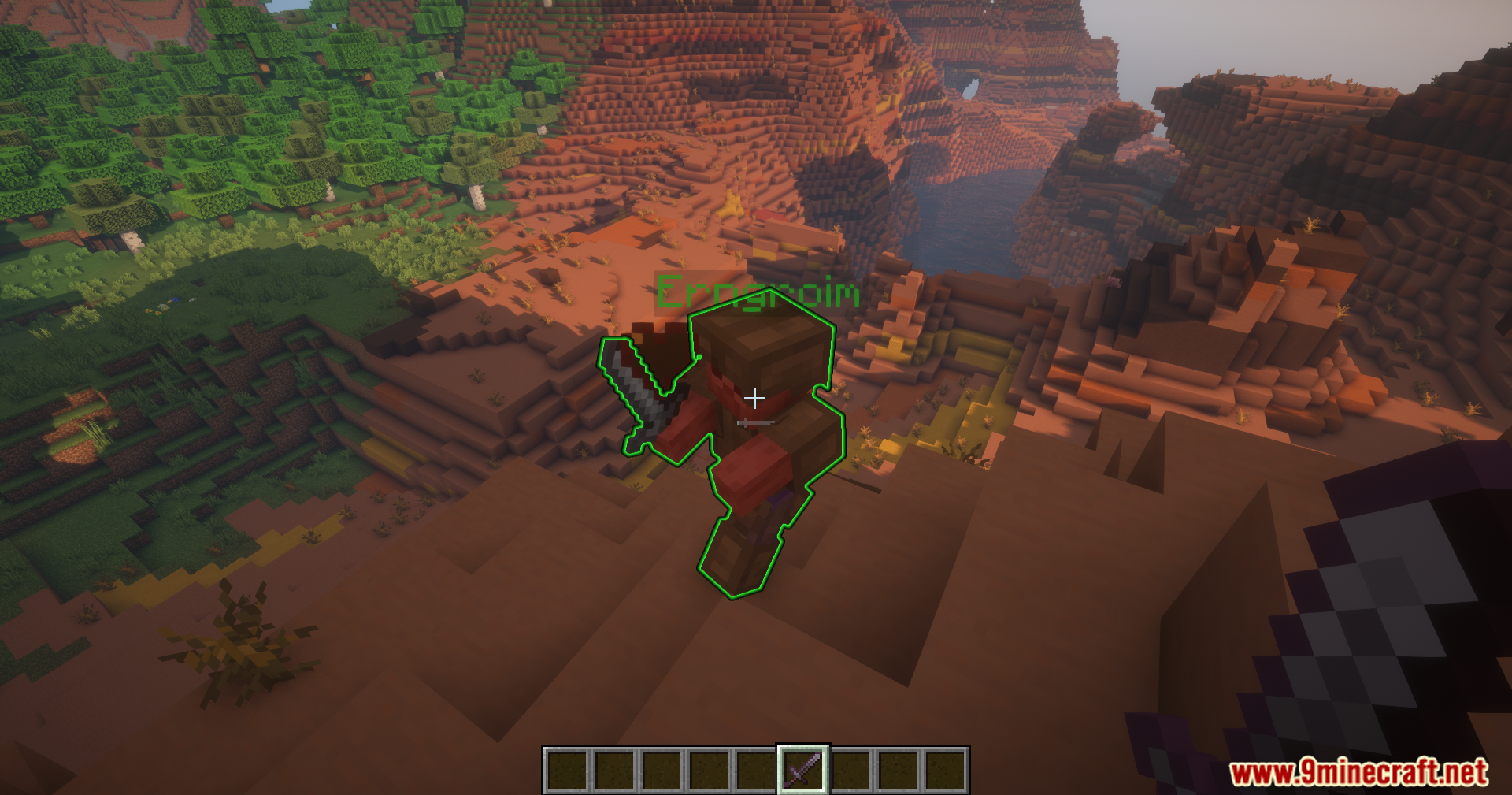 Apothic Compats Mod Screenshot 6 A tough invader with a green outline stands in a mesa biome