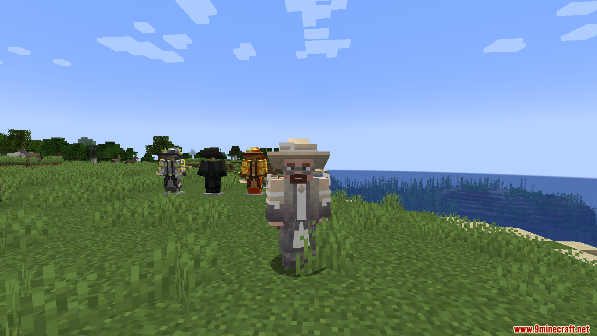Ars Elemancy Mod Screenshot 8 Player wearing a light grey wizard armor set in a grassy field