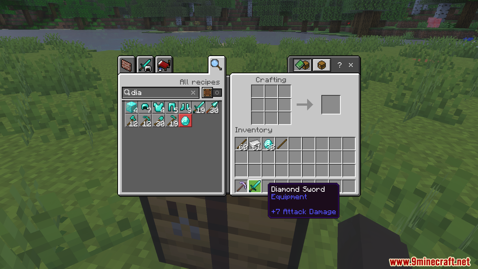 The Auto Enchant Addon interface showing a diamond sword before applying any enchantments
