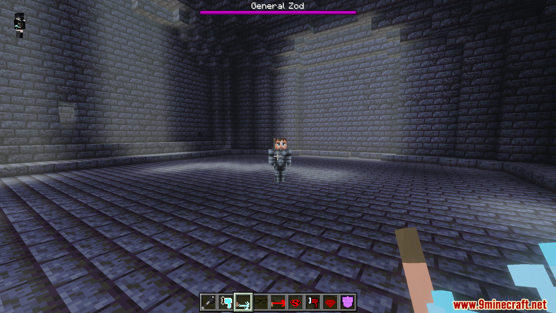 Avras Heroes Superman Addon Screenshot 4 Player character facing General Zod boss while using custom superhero items and powers