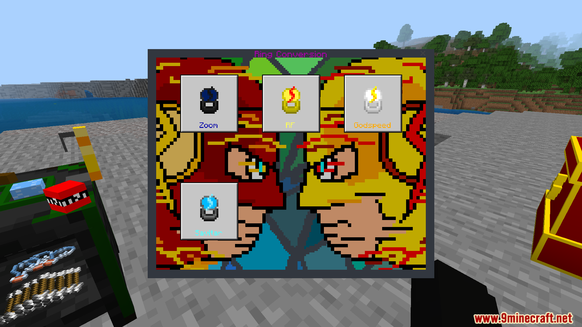 Avras Heroes the Flash Addon Screenshot 1 Avras Heroes The Flash Addon ring conversion menu displaying various craftable rings
