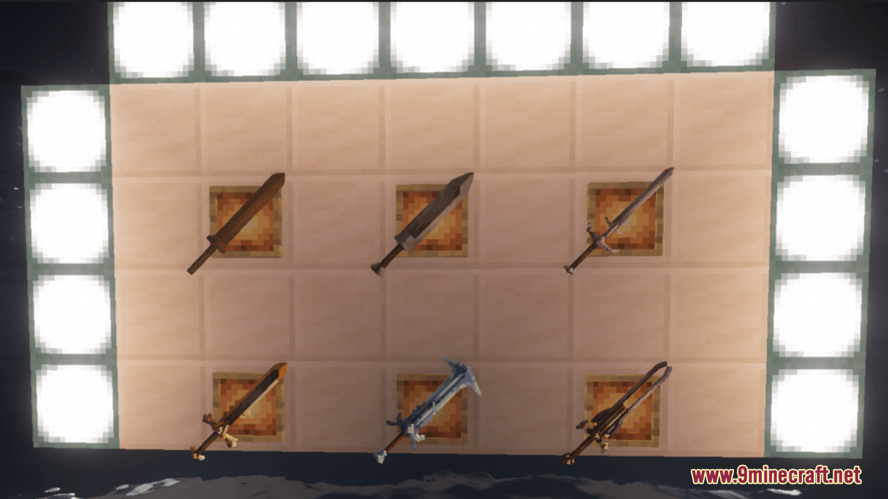 BD&Hill Reforge the Sword Edge Resource Pack Screenshot 3 BD and Hill Reforge the Sword Edge sword models in item frames